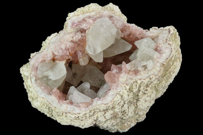 Pink Amethyst Geode Half With Calcite - Argentina #127293